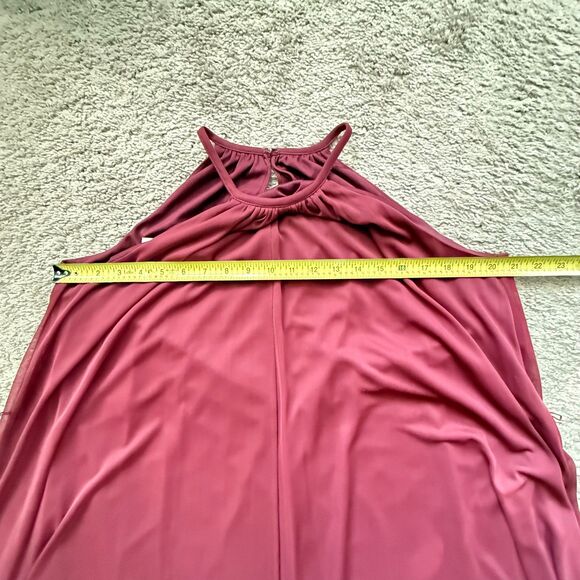 David's Bridal Women Dress Sz 8 Wine F19533 Halter Bridesmaid Prom Formal - Picture 6 of 8